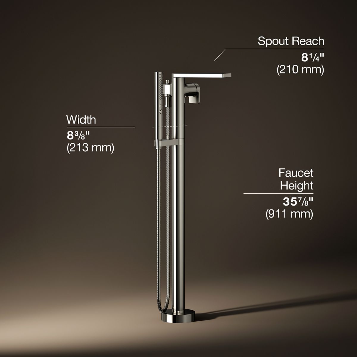 Composed® Floor-mount bath filler trim with handshower