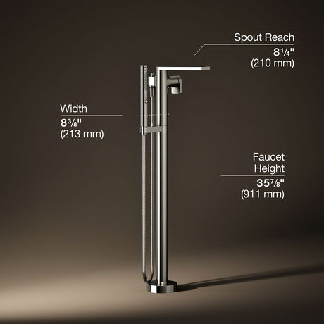Composed® Floor-mount bath filler trim with handshower