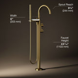 Components® Floor-mount bath filler trim with lever handles and handshower
