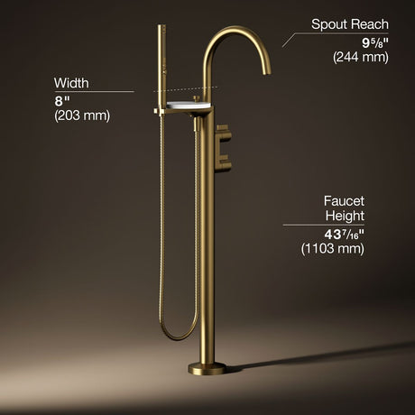 Components® Floor-mount bath filler trim with lever handles and handshower