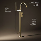 Components® Floor-mount bath filler trim with lever handles and handshower