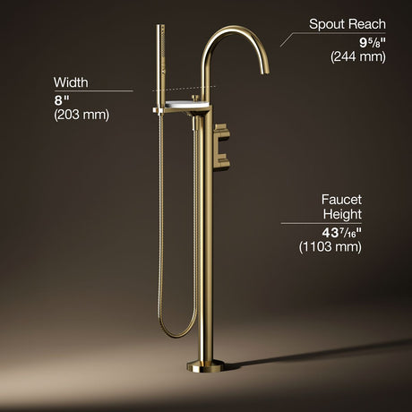 Components® Floor-mount bath filler trim with lever handles and handshower
