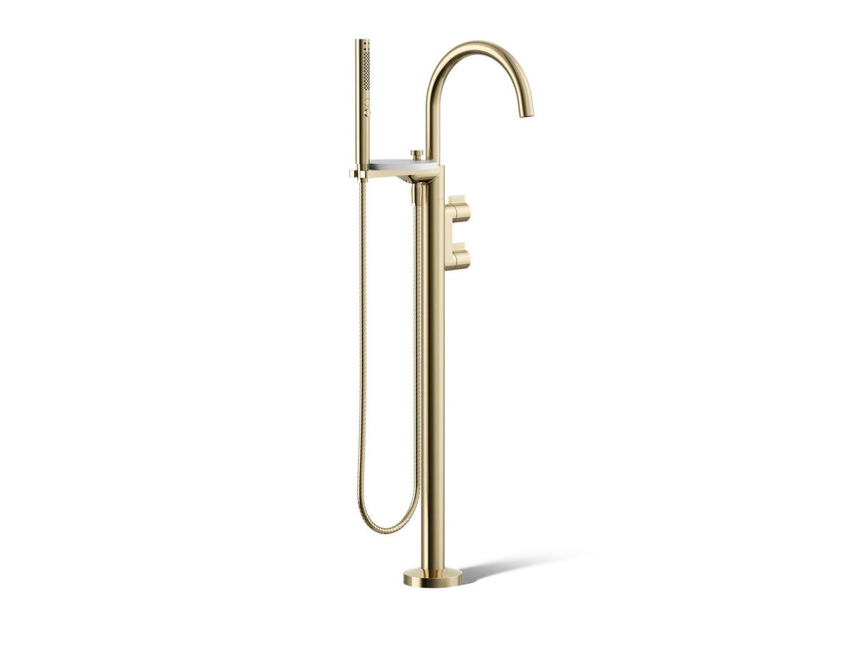 Components® Floor-mount bath filler trim with lever handles and handshower