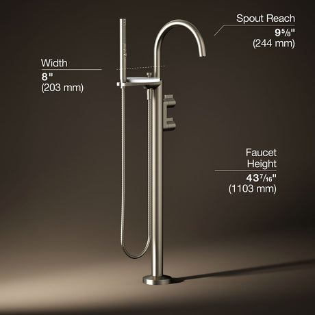 Components® Floor-mount bath filler trim with lever handles and handshower