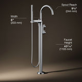 Components® Floor-mount bath filler trim with lever handles and handshower