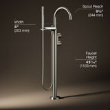 Components® Floor-mount bath filler trim with lever handles and handshower