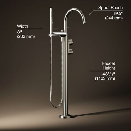 Components® Floor-mount bath filler trim with lever handles and handshower