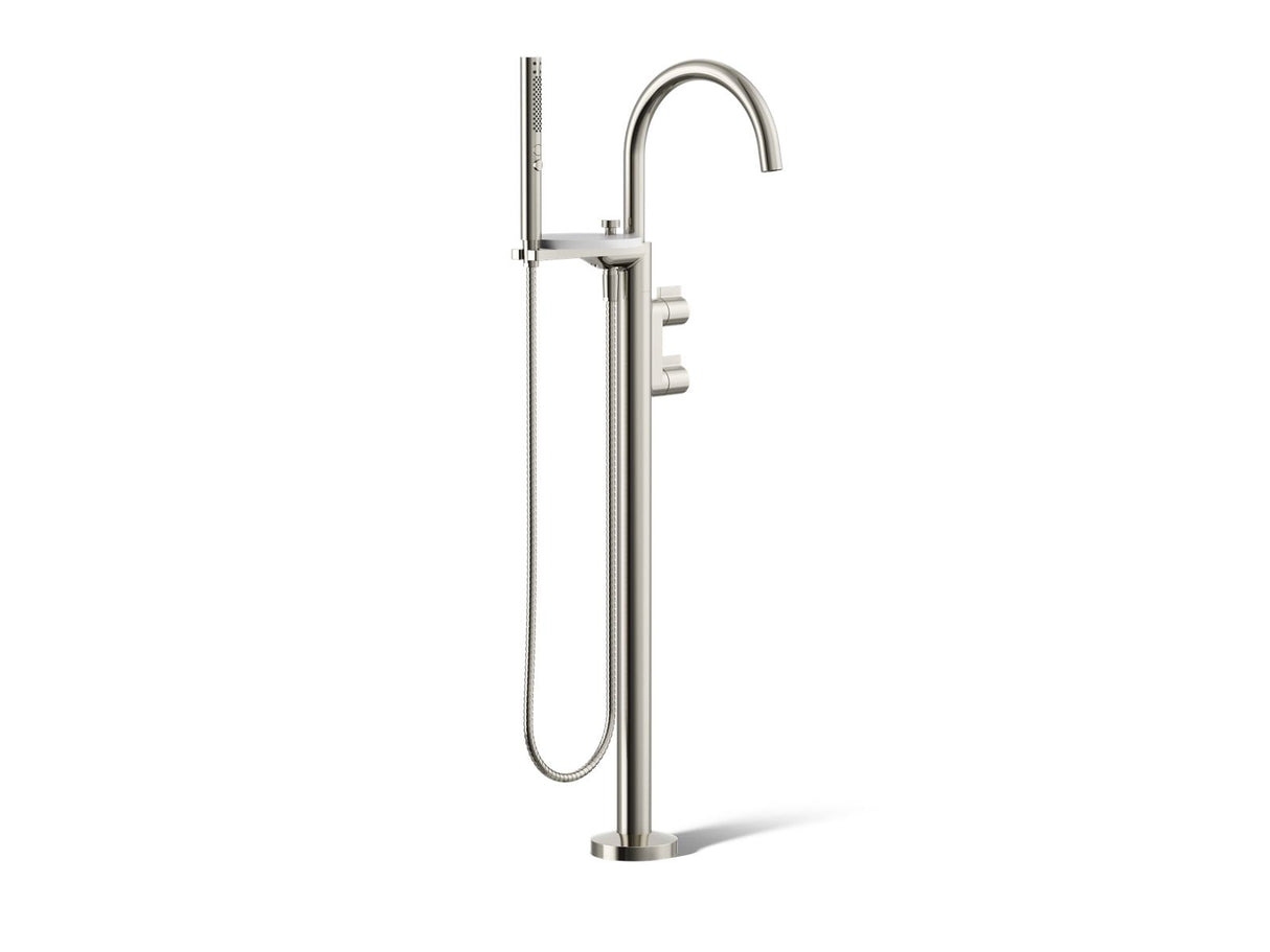 Components® Floor-mount bath filler trim with lever handles and handshower