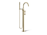 Components® Floor-mount bath filler trim with industrial handles and handshower