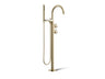 Components® Floor-mount bath filler trim with industrial handles and handshower