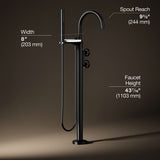 Components® Floor-mount bath filler trim with industrial handles and handshower