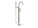 Components® Floor-mount bath filler trim with industrial handles and handshower