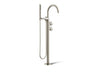 Components® Floor-mount bath filler trim with industrial handles and handshower