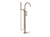 Components® Floor-mount bath filler trim with industrial handles and handshower