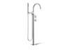 Components® Floor-mount bath filler trim with industrial handles and handshower