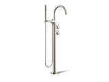 Components® Floor-mount bath filler trim with industrial handles and handshower