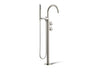 Components® Floor-mount bath filler trim with industrial handles and handshower