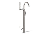 Components® Floor-mount bath filler trim with industrial handles and handshower