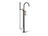 Components® Floor-mount bath filler trim with industrial handles and handshower
