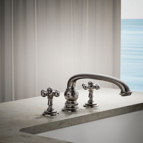 Artifacts® Deck-mount bath faucet handle trim with Cross design