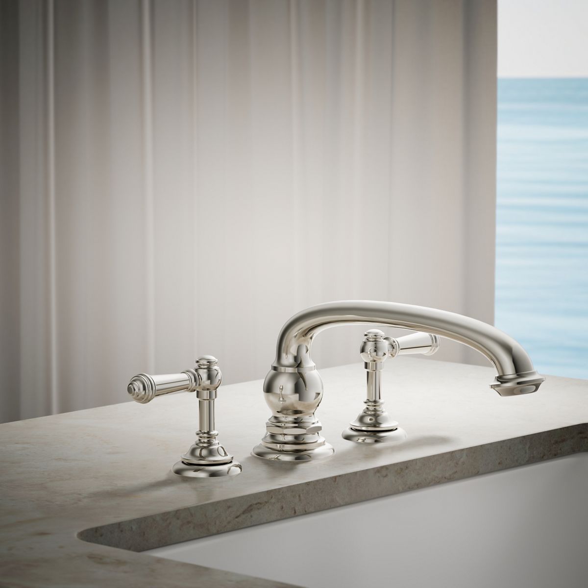 Artifacts® Deck-mount bath faucet handle trim with Lever design