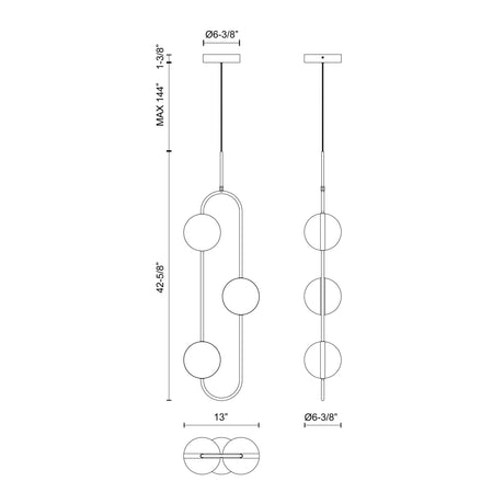Alora Tagliato 3 Head Pendant