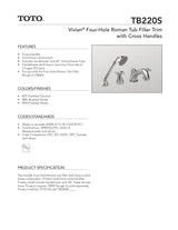Vivian Deck-Mount Tub Filler Trim with Cross Handles and Handshower