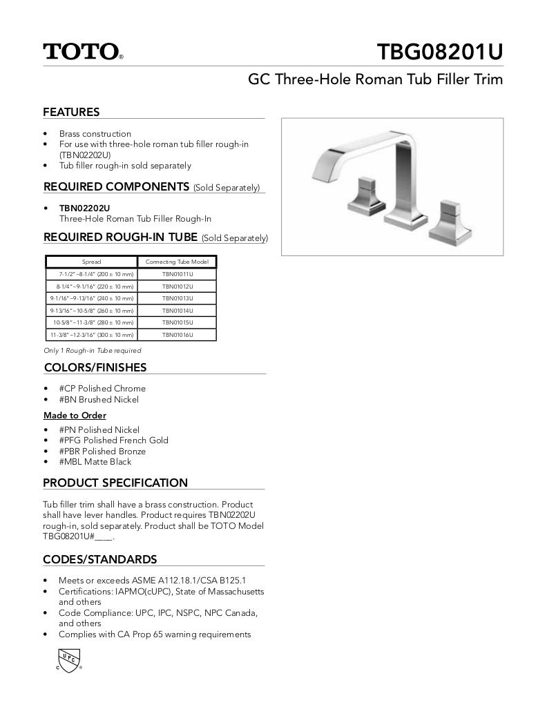 GC Three-hole Roman Tub Filler Trim