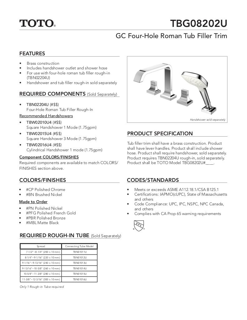 GC Four-hole Roman Tub Filler Trim