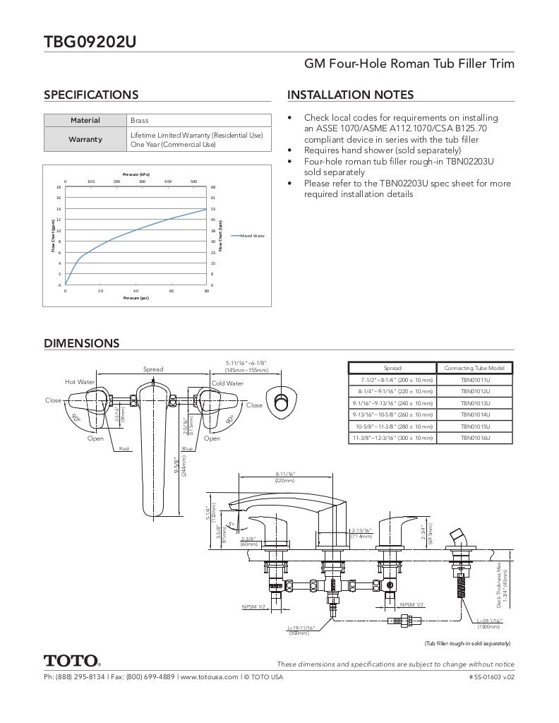 GM Four-hole Roman Tub Filler Trim