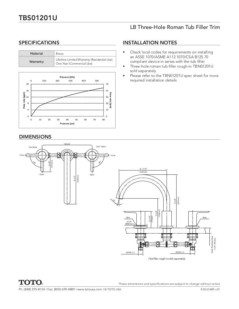 LB Three-Hole Roman Tub Filler Trim