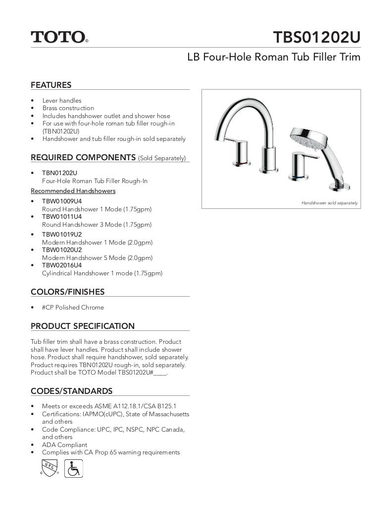 LB Four-Hole Roman Tub Filler Trim