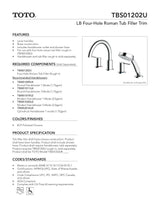 LB Four-Hole Roman Tub Filler Trim