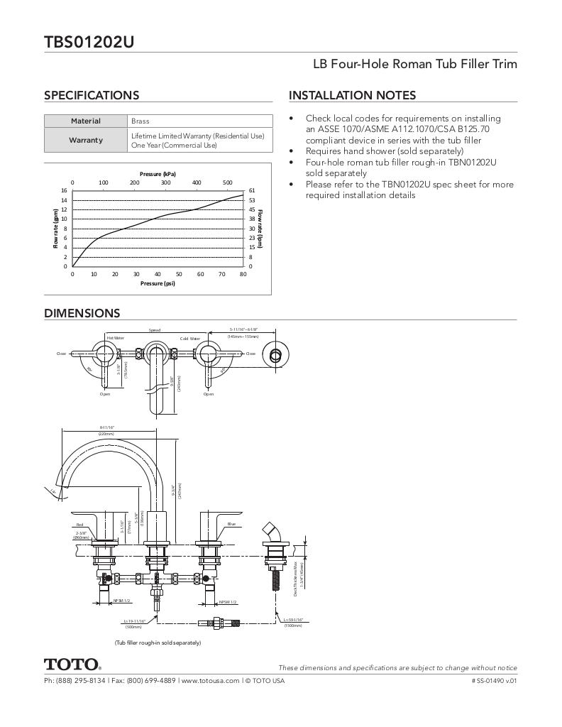 LB Four-Hole Roman Tub Filler Trim
