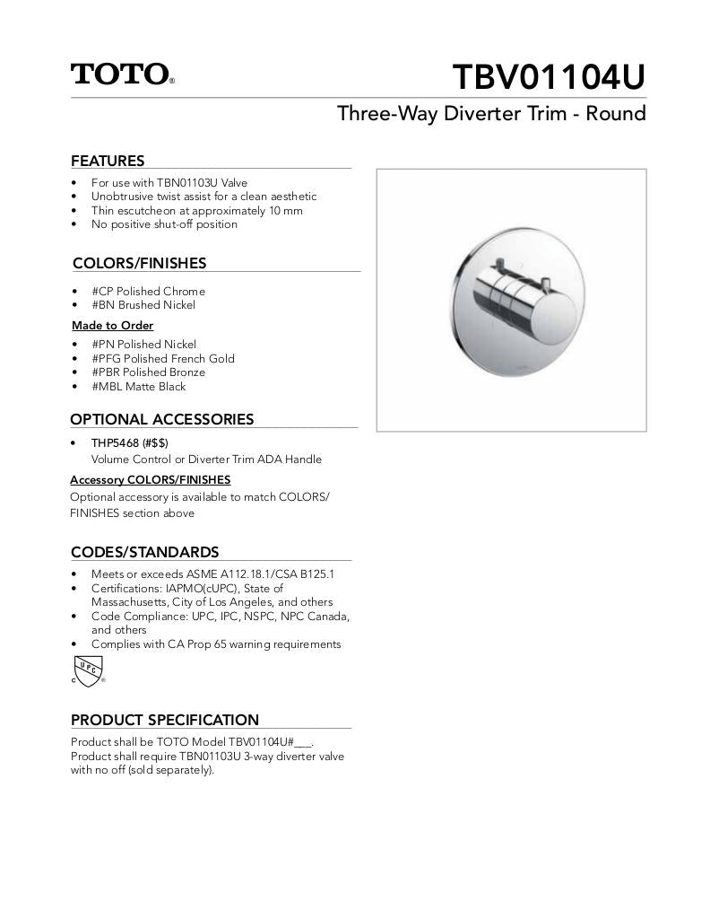 Three-way Diverter Trim - Round