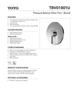 Pressure Balance Valve Trim - Round