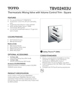 Thermostatic Mixing Valve with Volume Control Trim - Square