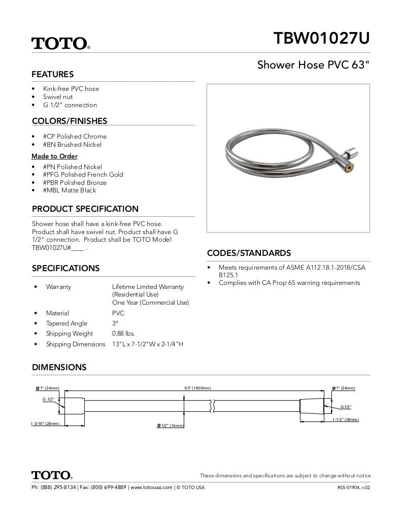 Shower Hose PVC 63"