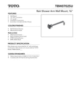 Rain Shower Arm Wall Mount - 16"