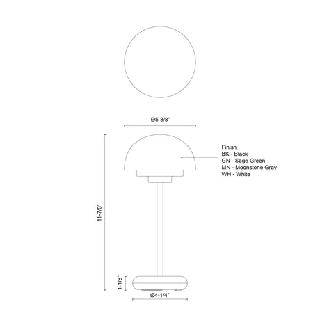Kuzco Hinata 12-in Table Lamp