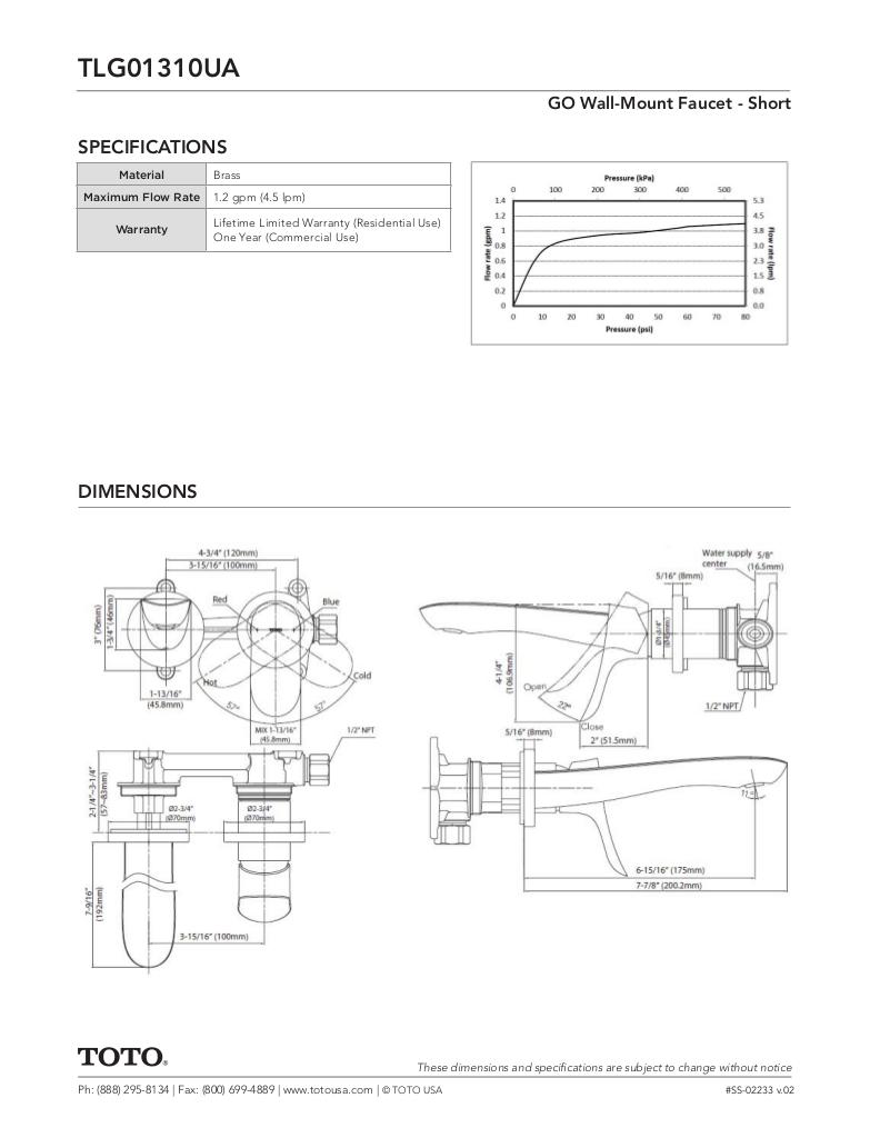 GO Wall-Mount Faucet - Short - 1.2 GPM