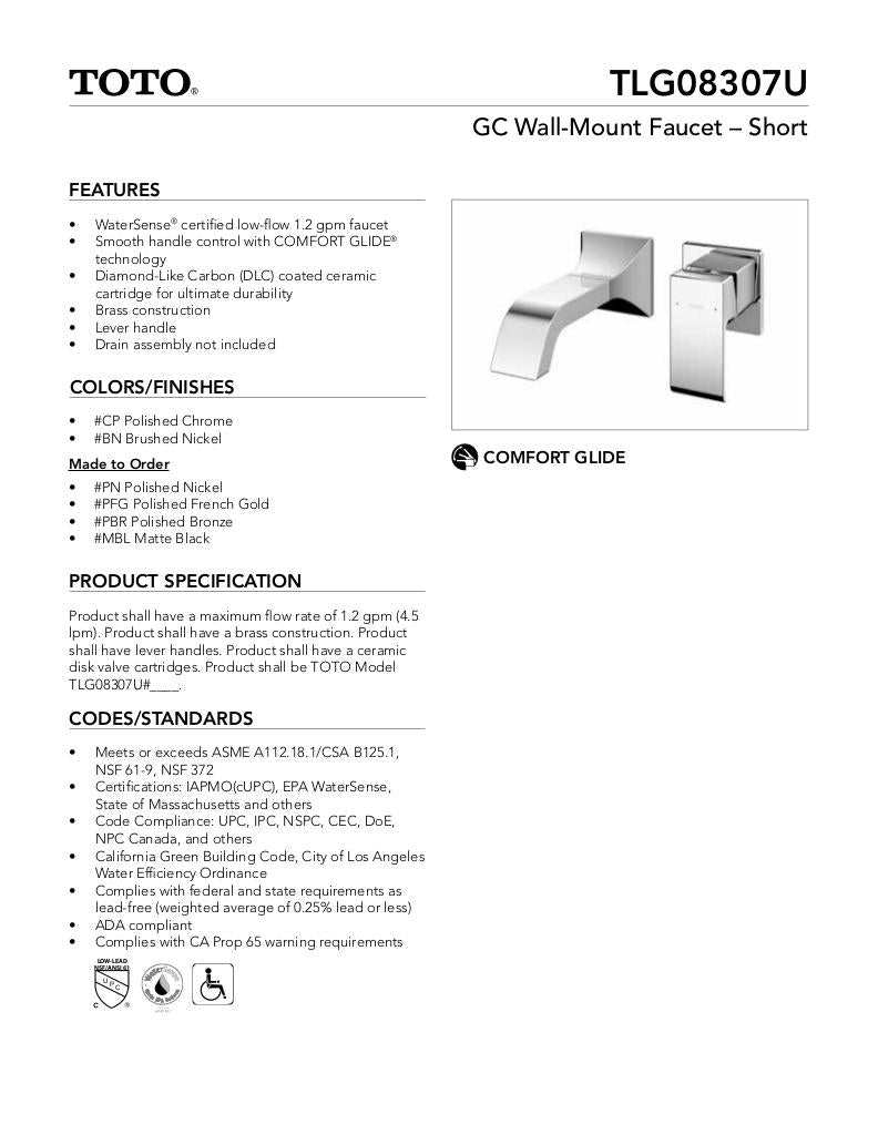 GC Wall-Mount Faucet - Short - 1.2 GPM