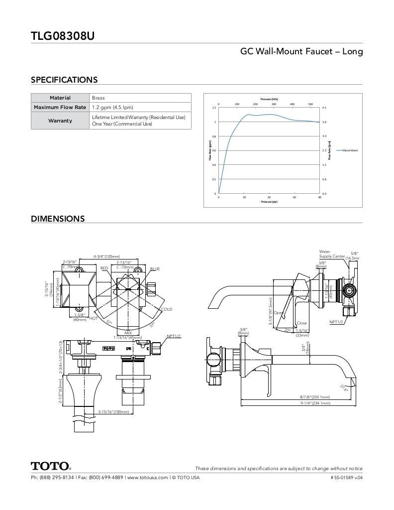 GC Wall-Mount Faucet - Long - 1.2 GPM