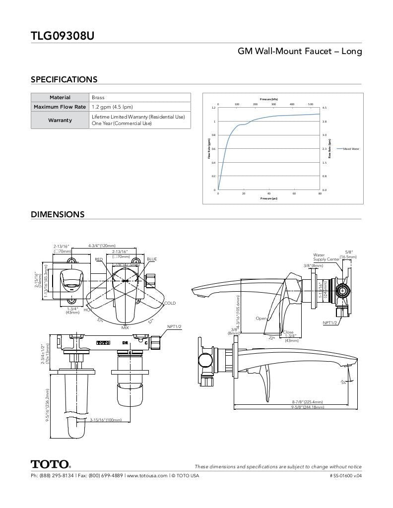 GM Wall-Mount Faucet - Long - 1.2 GPM