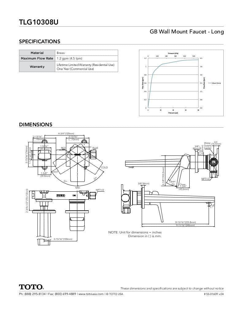 GB Wall-Mount Faucet - Long - 1.2 GPM