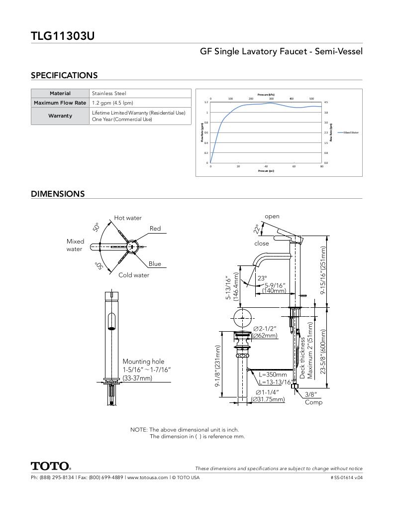 GF Single-Handle Faucet - 1.2 GPM - Semi-Vessel