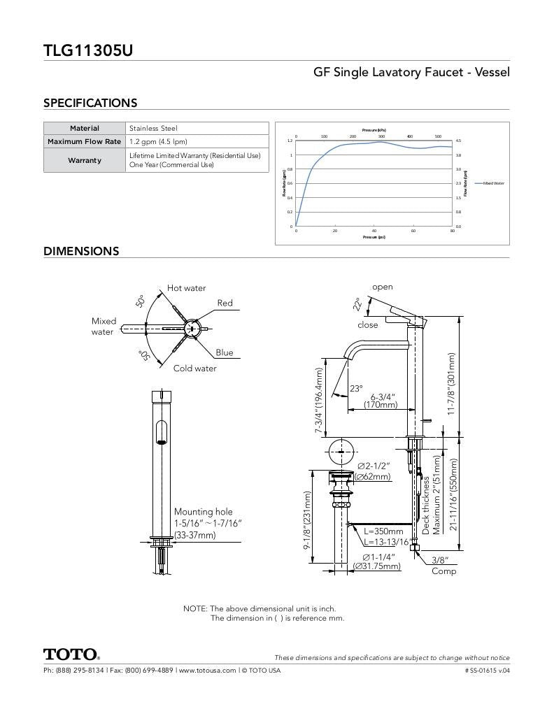 GF Single-Handle Faucet - 1.2 GPM - Vessel