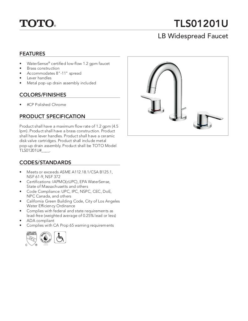LB Widespread Faucet - 1.2 GPM