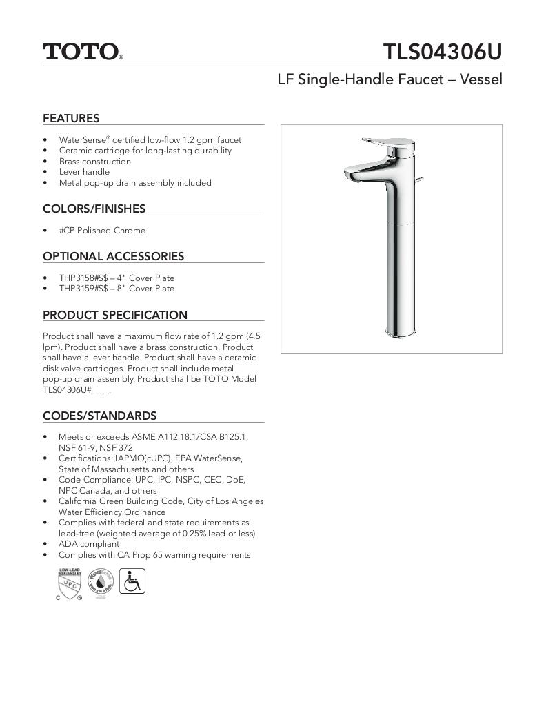 LF Single-Handle Faucet - Vessel - 1.2 GPM