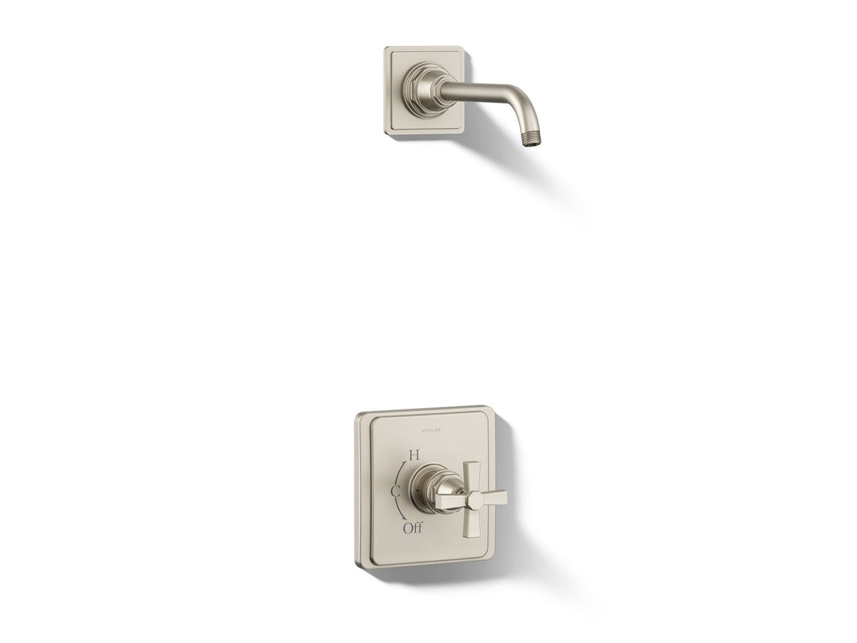 Pinstripe® Pure Rite-Temp® shower trim kit with cross handle, without showerhead
